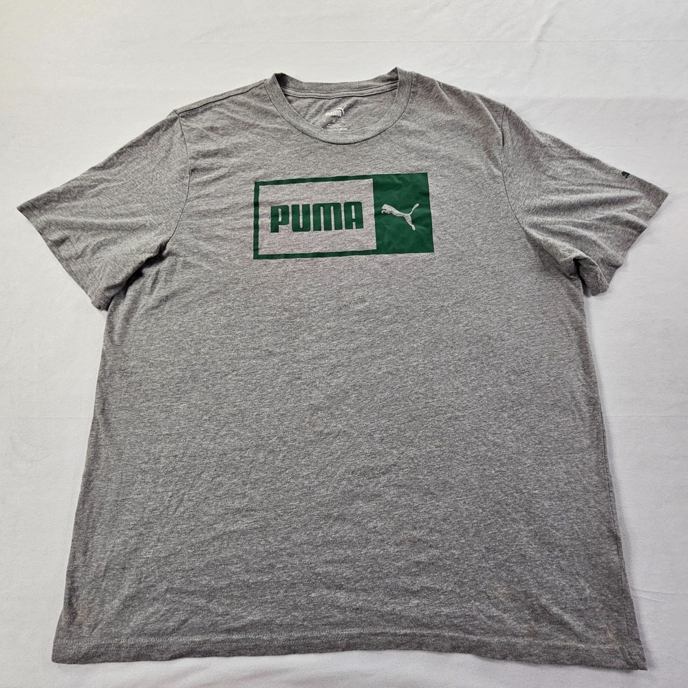 PUMA Gray Short Sleeve Cotton Blend T-Shirt Men's XL